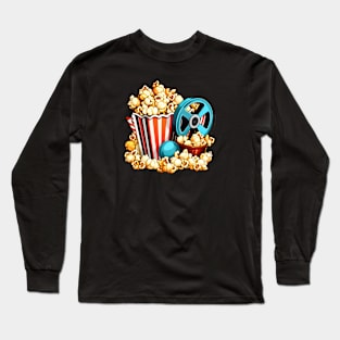 Movie night popcorn family friends design Long Sleeve T-Shirt